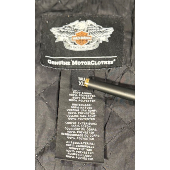 Vtg Harley Davidson Denim Jacket Mens Button Up Quilted Lining Size XLT Tall - Picture 2 of 8